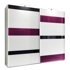 Armoire à portes coulissantes Mondrian Blanc alpin / Verre mûre - Largeur : 180 cm