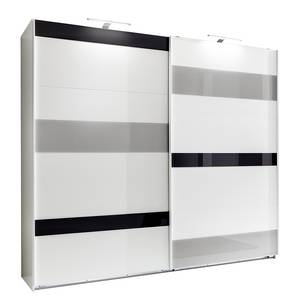 Schuifdeurkast Mondrian Alpinewit/grijs glas - Breedte: 225 cm