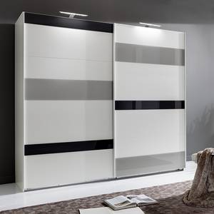 Armoire à portes coulissantes Mondrian Blanc alpin / Verre gris - Largeur : 225 cm