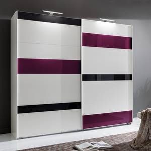 Armoire à portes coulissantes Mondrian Blanc alpin / Verre mûre - Largeur : 225 cm