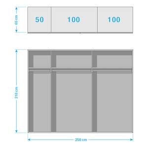 Armoire à portes coulissantes Montreal Imitation chêne tourbe / Imitation chêne noir - 250 cm (2 portes) - Largeur : 250 cm