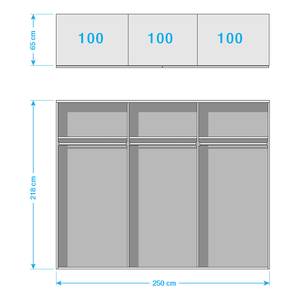 Armoire à portes coulissantes Montreal Imitation chêne tourbe / Imitation chêne noir - 300 cm (2 portes) - Largeur : 300 cm