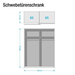 Schwebetürenschrank Nedlitz Alpinweiß / Glas Schwarz - Breite: 126 cm