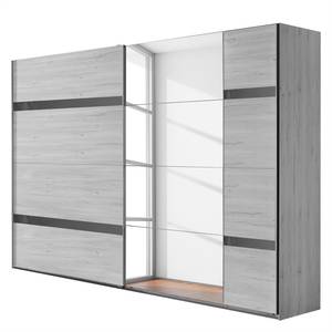 Armoire à portes coulissantes Nizza Imitation chêne blanc - Largeur : 225 cm