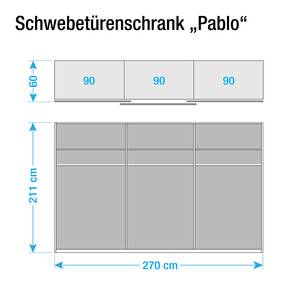 Schwebetürenschrank Pablo II Eiche Sanremo Dekor/Weiß