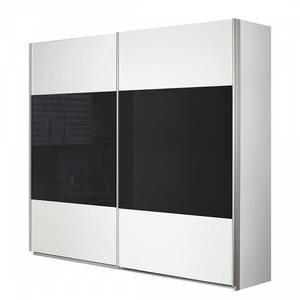 Armoire à portes coulissantes Quadra I Blanc alpin / Verre basalte - 136 x 210 cm