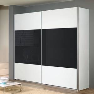 Armoire à portes coulissantes Quadra I Blanc alpin / Verre basalte - 136 x 210 cm