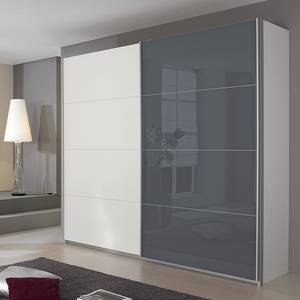 Armoire à portes coulissantes Quadra Blanc alpin / Gris - 136 x 210 cm