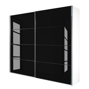 Armoire à portes coulissantes Quadra Blanc alpin / Verre noir - 181 x 210 cm