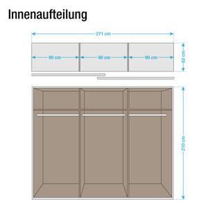 Schwebetürenschrank Quadra Alpinweiß / Glas Schwarz - Breite x Höhe: 271 x 210 cm