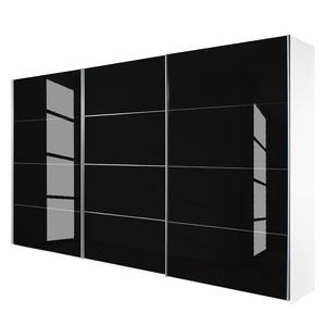 Armoire à portes coulissantes Quadra Blanc alpin / Verre noir - 315 x 210 cm