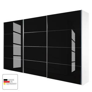 Schwebetürenschrank Quadra Alpinweiß / Glas Schwarz - Breite x Höhe: 315 x 230 cm