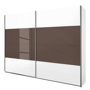 Schwebetürenschrank Quadra Alpinweiß / Hochglanz Weiß & Lavagrau - Breite x Höhe: 136 x 210 cm