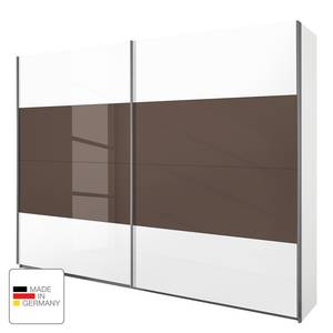 Armadio ad ante scorrevoli Quadra Bianco alpino/Bianco lucido e grigio lava - Larghezza x altezza: 136 x 210 cm