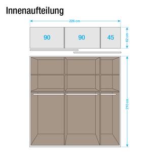 Armoire à portes coulissantes Quadra Blanc alpin / brillant Gris lave et  gris 226 x 230 cm