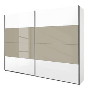 Schuifdeurkast Quadra alpinewit/hoogglans wit en zandgrijs - (BxH): 181x210cm - Alpinewit/hoogglans zandgrijs - 181 x 210 cm