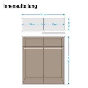 Schuifdeurkast Quadra alpinewit/hoogglans wit en zandgrijs - (BxH): 181x210cm - Alpinewit/hoogglans zandgrijs - 181 x 210 cm