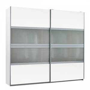 Schwebetürenschrank Quadra I Alpinweiß / Milchglas - 181 x 230 cm