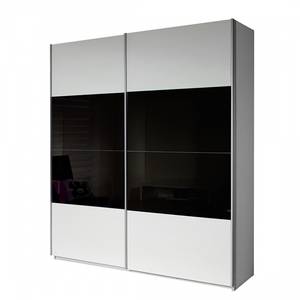 Schwebetürenschrank Quadra Alpinweiß/Schwarz - Breite x Höhe: 136 x 230 cm - 136 x 230 cm