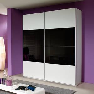 Armoire à portes coulissantes Quadra Blanc alpin / Noir - 136 x 230 cm - 136 x 230 cm