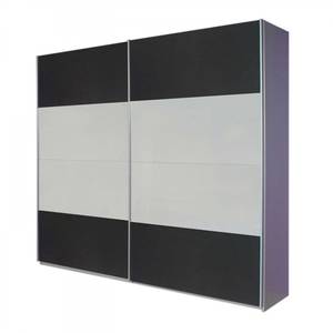 Zweefdeurkast Quadra geborsteld aluminium - 2-deurs - 136cm - alpinewit - grijs metallic - Alpinewit/metallic grijs - 136 x 210 cm