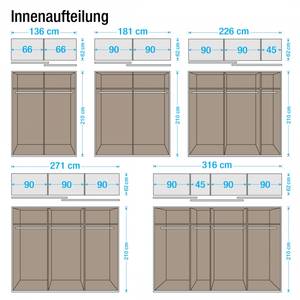 Schwebetürenschrank Quadra Alu/Alpinweiß/Grau Metallic - Breite x Höhe: 181 x 210 cm - Alpinweiß / Graumetallic - 181 x 210 cm