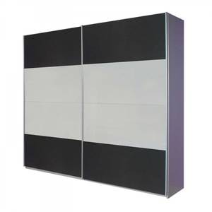 Armoire à portes coulissantes Quadra Aluminium / Blanc alpin Gris métallisé 226 x 210 cm - Blanc alpin / Gris métallisé - 226 x 210 cm