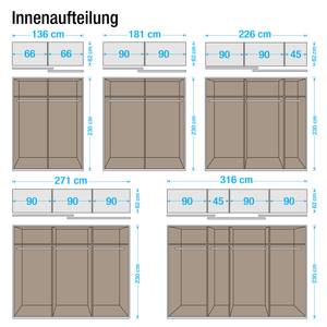 Schwebetürenschrank Quadra Grau-metallic / Stonegrey - Alpinweiß / Graumetallic - 226 x 230 cm