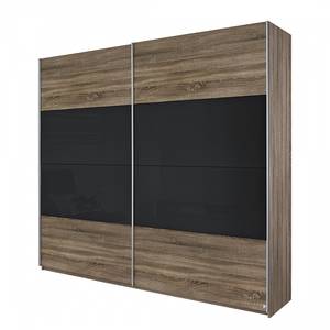 Schwebetürenschrank Quadra I Eiche Havanna Dekor / Glas Basalt - 136 x 210 cm