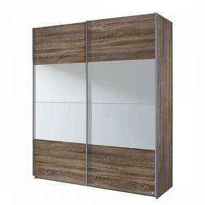 Armoire à portes coulissantes Quadra I Imitation chêne Havanna / Blanc - 136 x 210 cm