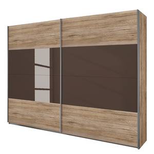 Schwebetürenschrank Quadra Eiche Sanremo Hell Dekor / Glas Lavagrau - Breite x Höhe: 136 x 210 cm