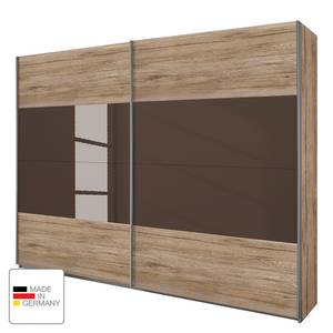 Schwebetürenschrank Quadra Eiche Sanremo Hell Dekor / Glas Lavagrau - Breite x Höhe: 136 x 210 cm