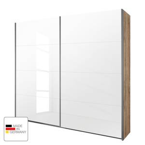 Armadio ad ante scorrevoli Quadra Effetto quercia di Sanremo chiara/Vetro bianco - Larghezza x altezza: 136 x 210 cm - Effetto quercia di Sanremo chiaro/Vetro bianco - 136 x 210 cm