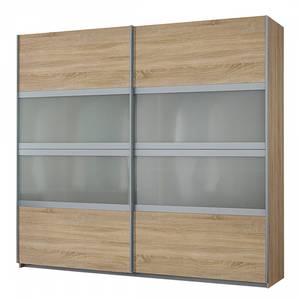 Schwebetürenschrank Quadra I Eiche Sonoma Dekor / Milchglas - 136 x 230 cm