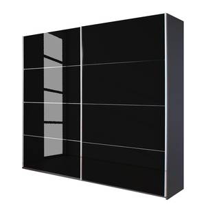 Armoire à portes coulissantes Quadra Gris métallisé / Verre noir - 181 x 62 cm