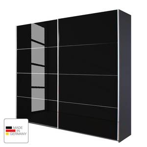 Armoire à portes coulissantes Quadra Gris métallisé / Verre noir - 226 x 62 cm