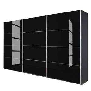 Armoire à portes coulissantes Quadra Gris métallisé / Verre noir - 315 x 62 cm