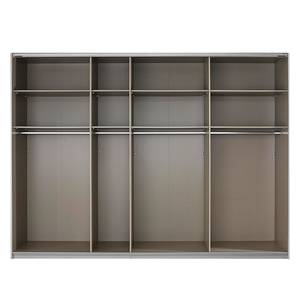 Schuifdeurkast Quadra grijs metallic/zwart glas - 315 x 62 cm