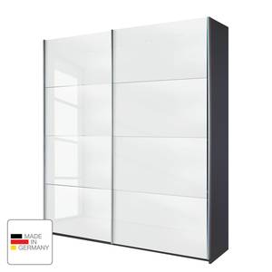 Armadio ad ante scorrevoli Quadra Grigio metallizzato/Vetro bianco - 136 x 230 cm