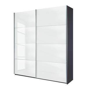 Schwebetürenschrank Quadra Grau-metallic / Glas Weiß - Breite x Höhe: 226 x 210 cm - 226 x 210 cm