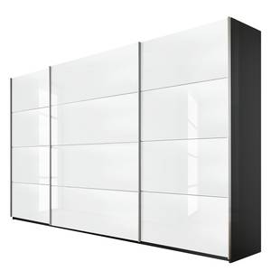 Schwebetürenschrank Quadra Grau-metallic / Glas Weiß - Breite x Höhe: 315 x 210 cm - 315 x 210 cm