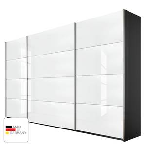 Schwebetürenschrank Quadra Grau-metallic / Glas Weiß - Breite x Höhe: 315 x 210 cm - 315 x 210 cm