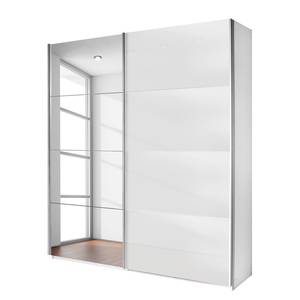 Armoire à portes coulissantes Quadra Avec miroir Blanc alpin / Verre blanc 136 x 230 cm - 136 x 230 cm