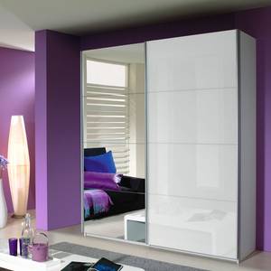 Armoire à portes coulissantes Quadra Avec miroir Blanc alpin / Verre blanc 226 x 230 cm - 226 x 230 cm