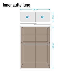 Armoire à portes coulissantes Quadra Avec miroir Imitation chêne de San Remo clair / Blanc brillant Verre blanc 136 x 230 cm - 136 x 230 cm