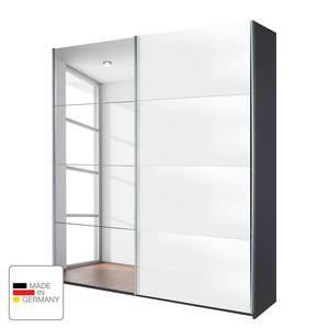 Schwebetürenschrank Quadra (Spiegel) Weiß / Graumetallic - 136 x 230 cm - 1 Spiegeltür