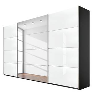 Schwebetürenschrank Quadra (Spiegel) Weiß / Graumetallic - 315 x 230 cm - 1 Spiegeltür