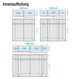 Schwebetürenschrank Relax I Eiche Dekor/Steingrau - Schrankbreite: 262 cm - 2-türig