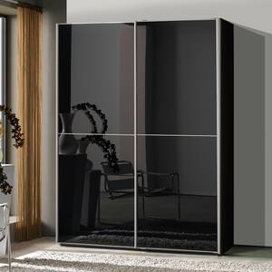 Schuifdeurkast Rimini zwart glas - Breedte: 150 cm