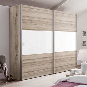 Schuifdeurkast Ruby San Remo eikenhoutkleurig/wit glas - breedte x hoogte: 300x236cm - 3-deurs